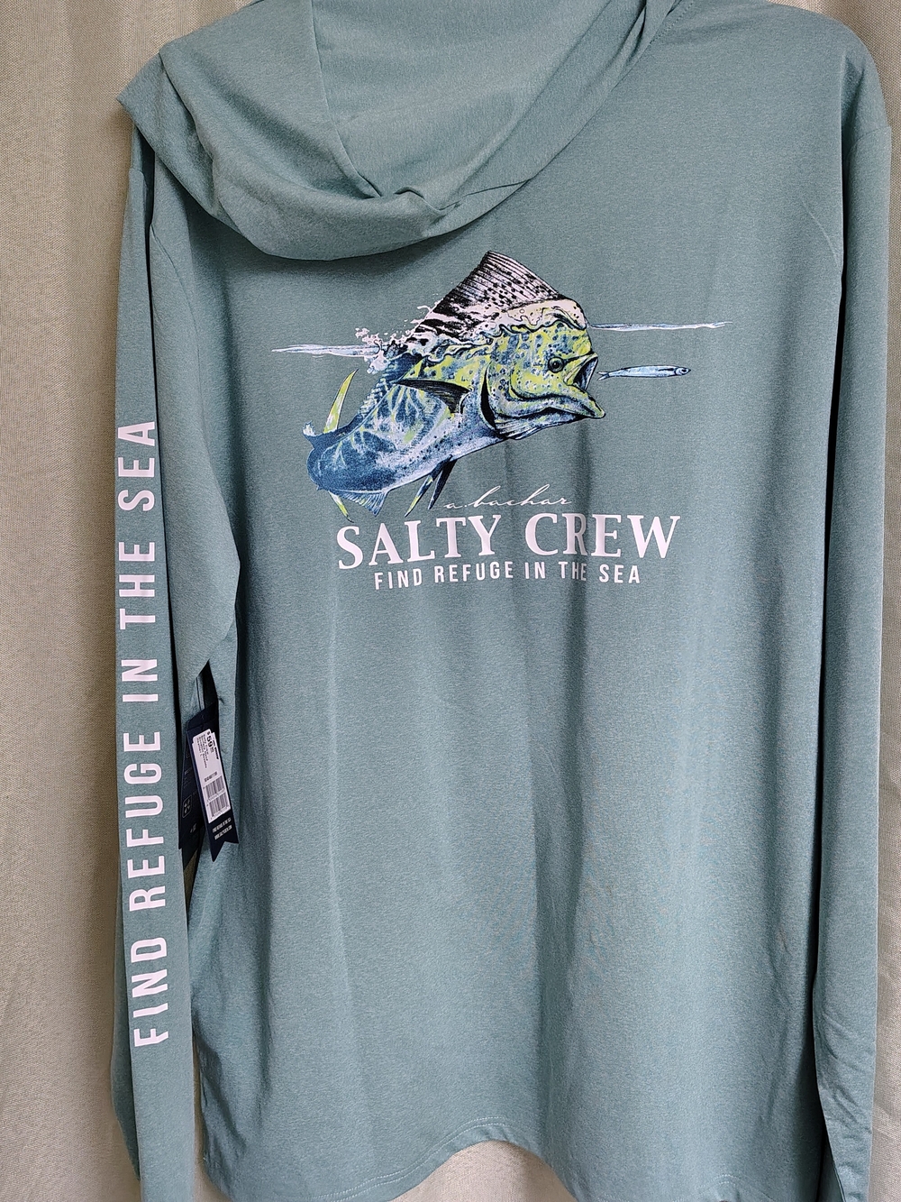 Salty Crew Men's Seafoam Heather Pullover Hoodie with Sleeve Logo